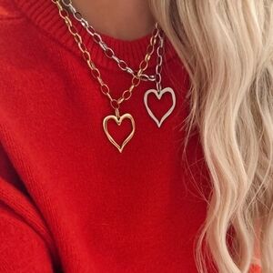 ChanSutt Gold Or Silver Heart Open Pendant Necklace